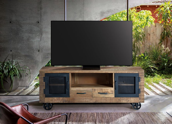 Giner y Colomer Mueble TV Industrial de Madera de Mango y Metal Natural 150 cm